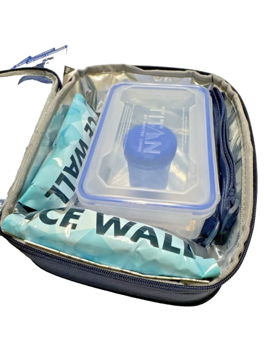 Titan Arctic Zone Zip Expandable Lunch Box 2 Ice Walls Container Set Blue